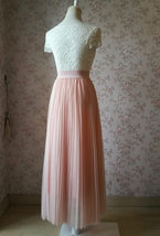 Blush Pink Pleated Tulle Skirt Women Custom Plus Size Long Tulle Skirt image 6