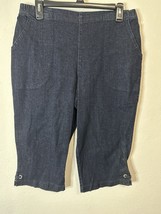 Croft &amp; Barrow Mid Rise Stretch Waist Super Dark Denim Capris Size 14 Pe... - $27.71