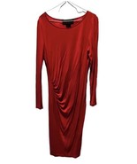 Kim Kardashian Kollection Dress Women&#39;s M Red Long Sleeve Side Ruching B... - $14.83