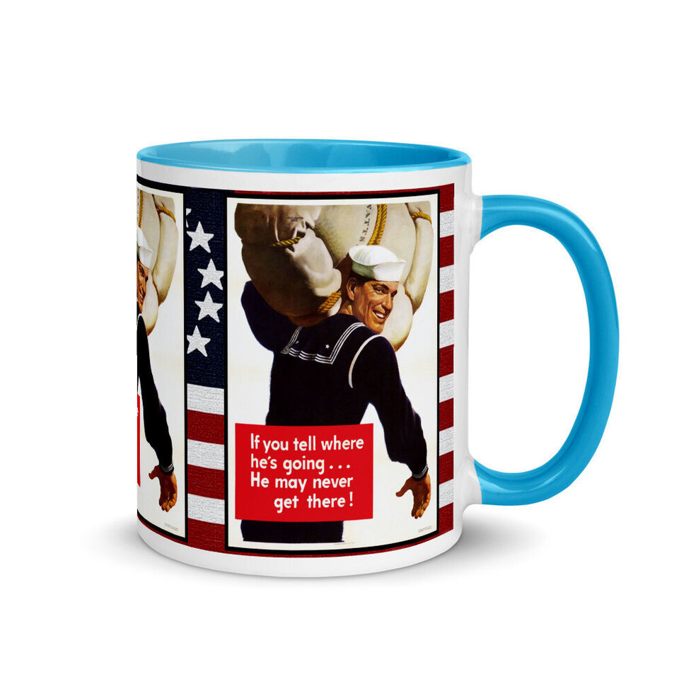 1943 US Navy World War 2 WW2 Poster Hot or Cold Beverage Mug (4 Color Ch... - $18.99