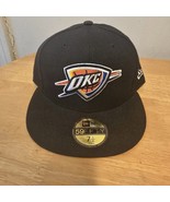OKC Thunder New Era 59FIFTY Fitted Hat Size 7 1/2 Black Blue Orange NBA ... - $54.26 CAD
