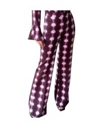Zara Purple Red White High Waist Groovy Satin Wide Leg Flare Pants sz M ... - $638.42 MXN
