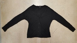 Express Women Woman Button Front Pockets Black V-Neck Cardigan Sweater Medium - £27.67 GBP