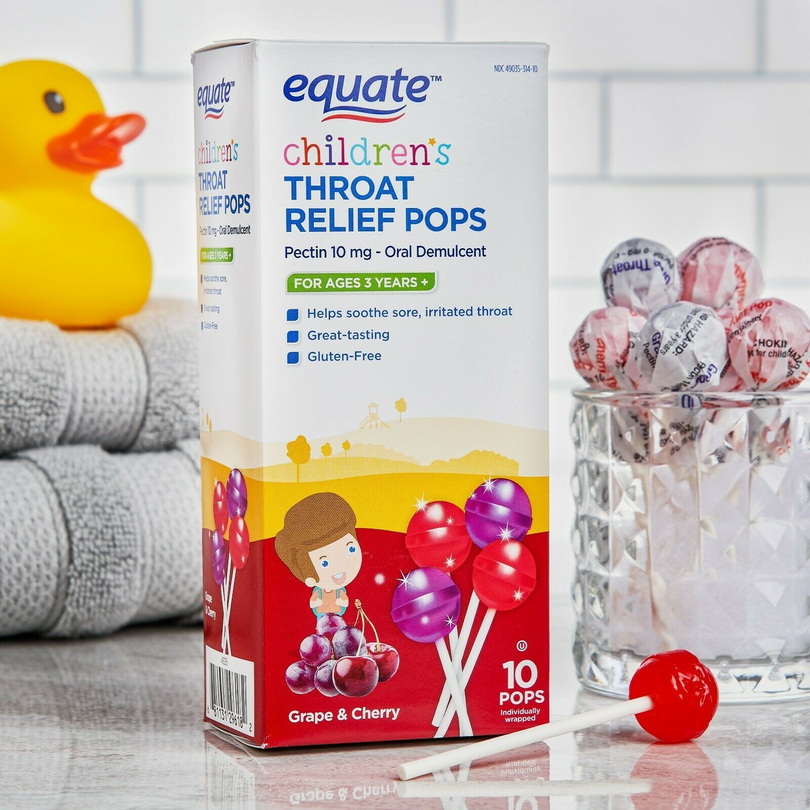 Equate Children's Throat Relief Pops, Grape & Cherry, 10 Count