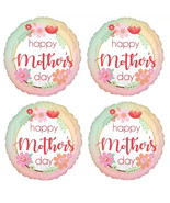 Set of 4 Happy Mother&#39;s Day FLORAL Circle Foil Balloons - 17inch - $20.36 CAD