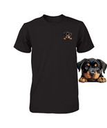 Funny Rottweiler Dog Peeking Pocket Tshirt Cute Puppy Dog Lover Tee Prin... - $27.06 CAD+