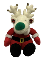 Applause Santabell Reindeer White Plush Red Santa Jingle Bells 11 in w/ ... - $16.79