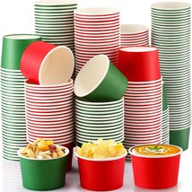 180 Pcs Christmas Paper Ice Cream Cups 9 Oz Xmas Red Green Disposable Dessert Bo - £41.10 GBP