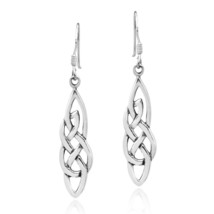 Elegant Celtic Knot Sterling Silver Dangle Earrings - £16.87 GBP