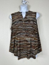 NWT Cocomo Womens Plus Size 2X Brown Stripe Studded V-neck Top Sleeveless - $27.61