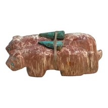 Vintage RARE Double Bear Pair Fetish Carving  Native American Zuni 3” Ja... - $186.99
