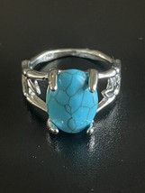 Turquoise Stone S925 Sterling Silver Woman Ring Size 8 - £11.67 GBP