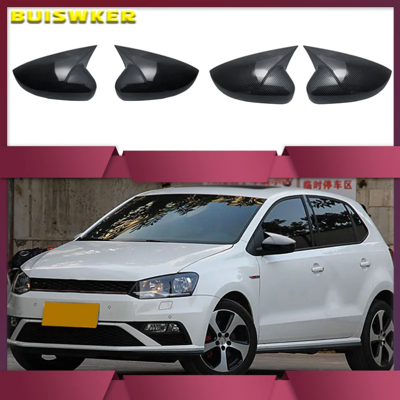 For VW Polo 6R 6C Side Door Wing Mirror Cover (Carbon Fiber) Fit Volkswagen 2010 - £17.85 GBP+