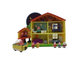 Peppa Pig Playtime To Bedtime House Playset Car Lights & Sounds Accessories Lot - $49.45