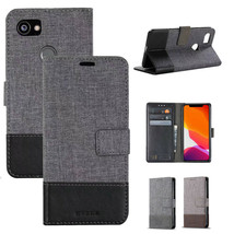 For Google Pixel 4 XL 4 3A XL 3 XL 2 XL Luxury Canvas Leather Wallet Case Cover - £50.86 GBP