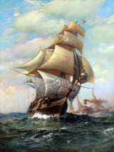 Home Decor Hand Art Oil painting James GaleTyler sail boats ocean waves seascape - £51.40 GBP