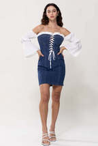 White on Denim Laced Up Dress - $50.00