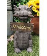 Bienvenidos Welcome Sign Dragon Garden Greeter Bobblehead Statue Faux Stone - €42,89 EUR
