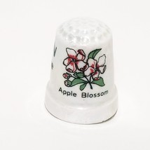 Michigan Wolverine State Apple Blossom Iridescent Thimble 1&quot; Porcelain V... - £11.62 GBP
