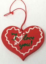 Victorian Heart Christmas Ornament I Love You Wood Handmade 1990 Vintage - £9.69 GBP