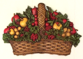 vintage 70 Homco Wall art fruit in a basket 1978 Made in USA - $12.52