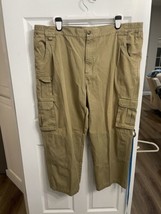 Mens Cabelas Trail Hiker Elastic Waist Cargo Brown Pants Big Tall Size W... - $21.37