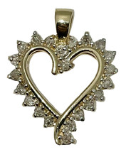 1/2 ct Diamond Heart Pendant REAL Solid 10 k Yellow Gold 3.0 g - £274.84 GBP
