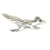 Vintage Sterling Silver Handmade Native American Zuni Roadrunner Bird Brooch Pin - £38.14 GBP