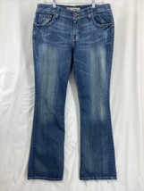 BKE Wendi Stretch 33x33.5 Women&#39;s Blue Distressed Wear Denim Jeans Faded - $23.74