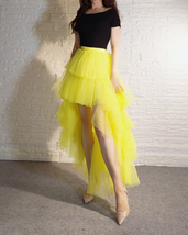 Yellow High Low Tulle Maxi Skirt Outfit Women Custom Plus Size Layered Tutu Skir image 3