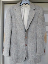 VINTAGE Men&#39;s Wool Tweed Blazer Coat Jacket Suede Patches SZ 40R Bergner... - £14.65 GBP