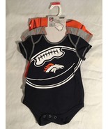 NWT DEFECTS NFL DENVER BRONCOS 0-3 &amp; 3-6 MONTHS 3 PIECE CREEPER SET ORAN... - €32,79 EUR