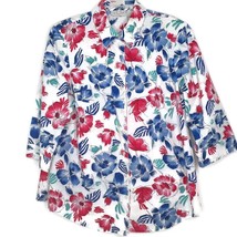 Kim Rogers Size 16W Womens Blouse Button Front Collared 3/4 Sleeve Floral - £10.98 GBP