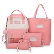 5 pcs sets Canvas School Bags For Teenager Girl Fashion Style Female Shoulder Ba - £50.19 GBP