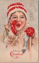 Merry Christmas Shouts Child 1923 Stroudsburg PA to Columbia NJ Postcard Z1 - £5.46 GBP