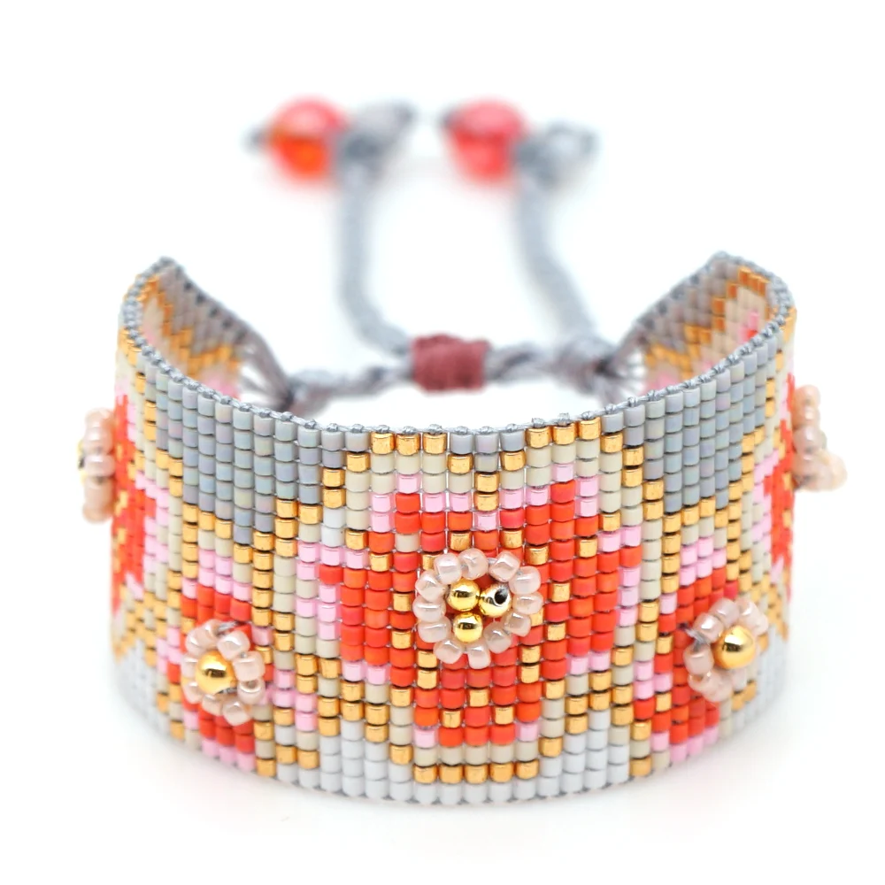 Bracelet Boho Flower Bracelets For Women Fashion Adjustable Pulseras Bead Loom J - £27.61 GBP