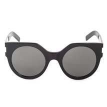 Saint Laurent Shiny Black Round Sunglasses SLIM SL185 001 52 - £157.39 GBP