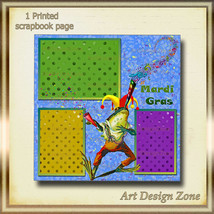 Mardi Gras Whimsical Celebration Frog Scrapbook Page - £11.75 GBP