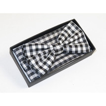 Men Bow Tie Hankie J.Valintin Formal Tuxedo, Business #BT9 Black White Checker image 3