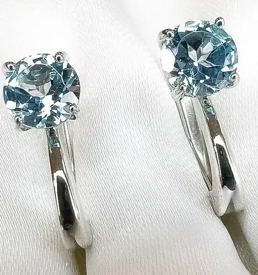 Earrings Silver rhodium plated 925 assay value with topaz - $115.00