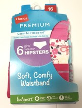 Hanes Girls Tagless Hipster Brief Panties 6-Pack Breathable Cotton Size: 16 - $12.00