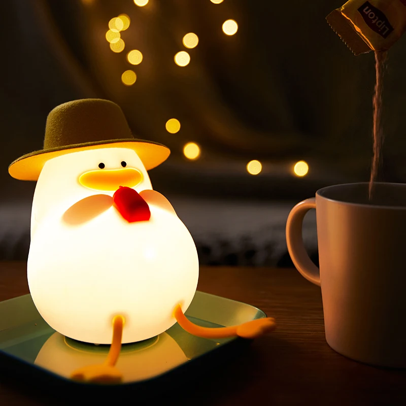 LED Night Light Rechargeable Duck Night Lamp Silicone Dimmable Lamps Bed... - $14.23
