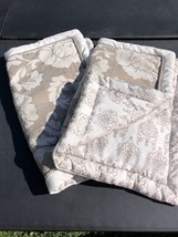 2 Standard Pillow Shams Croscill Beige Cream Damask Floral 26" x 20" Polyester - $29.69