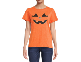 Way  to Celebrate Women&#39;s Halloween Jack-O-Lantern Graphic Tee Orange L ... - £14.50 GBP