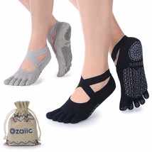 Yoga Socks For Women With Grips, Non-Slip Five Toe Socks For Pilates, Barre, Bal - £25.57 GBP