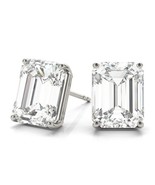 1 Ct Emerald Cut CZ Diamond Gorgeous Women&#39;s Stud Earrings 14K White Gol... - £7.91 GBP