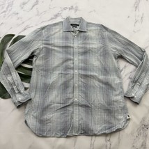 John Varvatos Mens Dress Shirt Size 16.5 34/35 Blue Gray Plaid Button Up Regular - £22.94 GBP