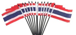 12 Pack 4x6 Inch Thailand Small Miniature Stick Desk &amp; Little Table Flags - £9.49 GBP