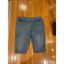 Vtg Y2K Lee Denim Capri Cropped Jeans High Waist Comfort Fit Blue Plus S... - $14.99