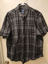 George Mens Size XL Short Sleeve Button up Black Gray Shirt - £7.03 GBP